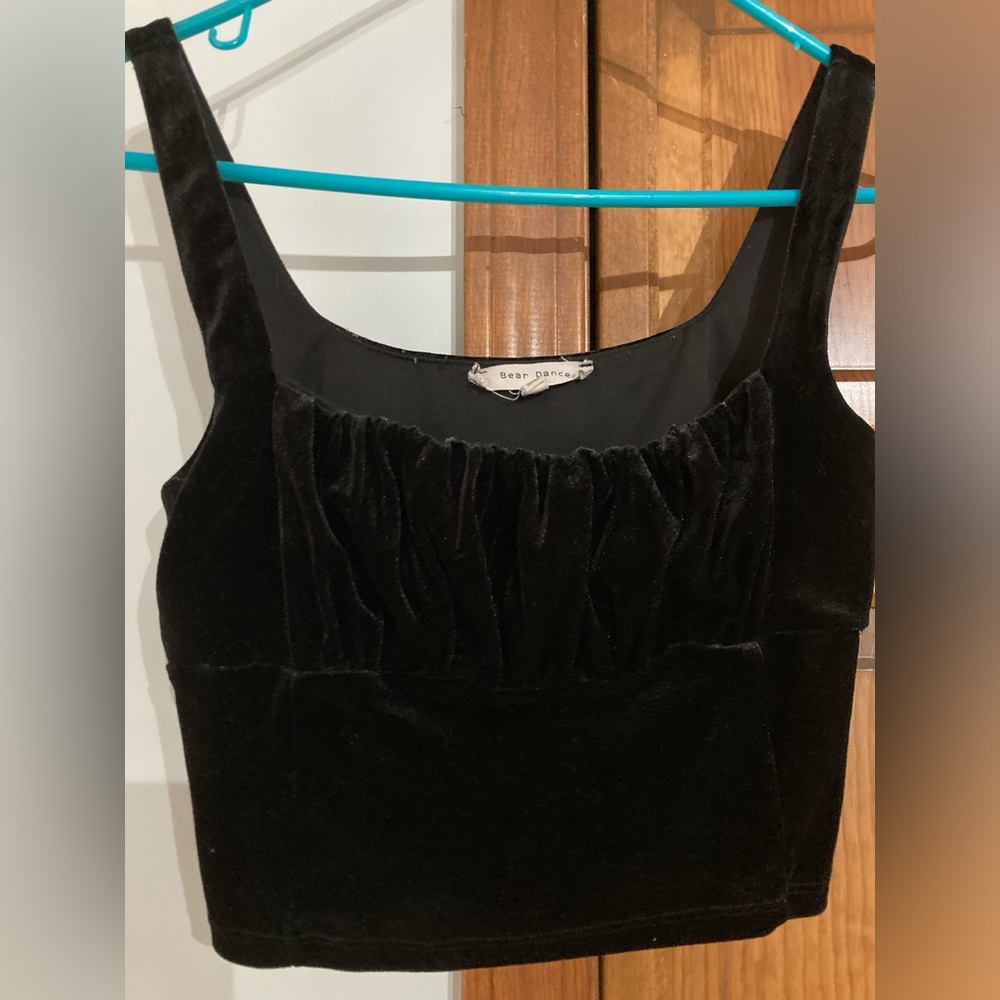 Bear Dance Black Velvet corset crop top S Small - Picture 1 of 4